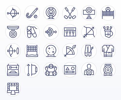 25 Icons for Practice optimized in PIXEL Perfect 64x64 Regular Line resolution vector