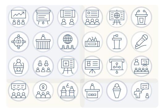 Seminar Scalable Set featuring 24 Pixel Optimized Thin Line Retina Ready Icons vector