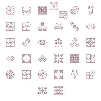 enclavamiento icono repositorio conteniendo 32 Delgado línea alto resolución cuadrícula equipado gráficos vector