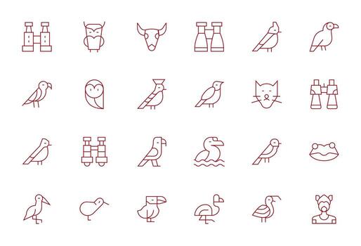Zoology Icon Set with 24 Thin Line Retina Ready Pixel Optimized Graphics vector