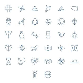 Shape Digital Pack containing 32 Pixel Optimized Thin Line 128x128 Icons vector
