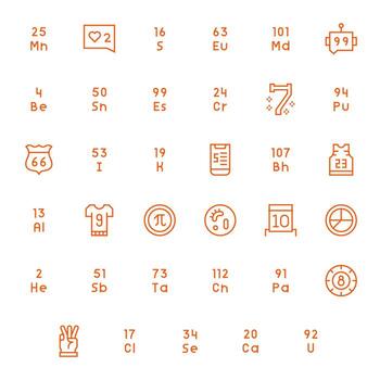 35 alto resolución regular línea íconos optimizado para número cuadrícula equipado monitor vector