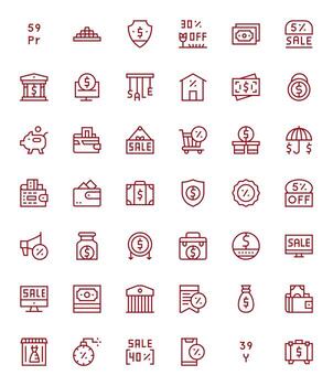 Savings Modern Collection with 42 Regular Line 256x256 Display Perfect Icons vector