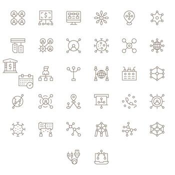 32 Thin Line Grid Fitted Icons tailored for Connections 256x256 interface vector