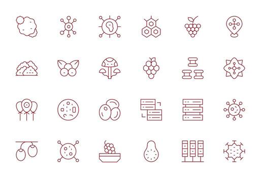 Cluster Complete Package with 24 Retina Ready Thin Line Pixel Aligned Icons vector