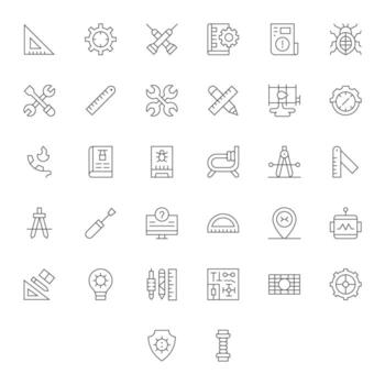 Technical Pixel Optimized Set with 32 Retina Ready Thin Line Icons vector