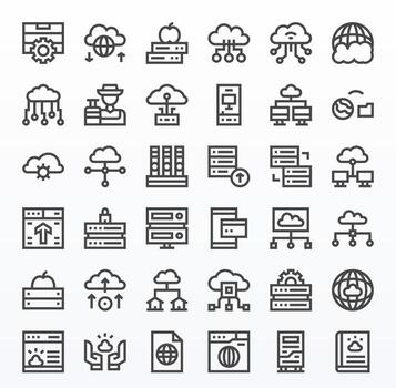 36 Pixel Optimized Bold Line Icons from Hosting Collection vector