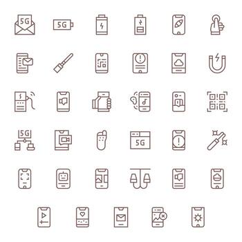 35 Icons for Smartphone optimized in Display Perfect High Resolution Regular Line resolution vector