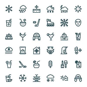 Ice Comprehensive Bundle with 36 Display Perfect Bold Line 64x64 Icons vector