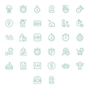 Quick Icon Toolkit featuring 32 PIXEL Perfect 128x128 Thin Line elements vector