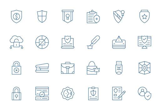 24 64x64 Icons for Secure with Pixel Optimized Thin Line clarity vector