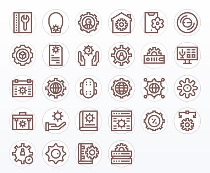 28 alto resolución píxel optimizado íconos para configuración en negrita línea tema vector