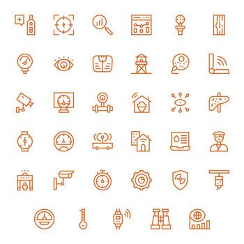 35 Editable Icons themed around Monitoring in Retina Ready Regular Line format vector