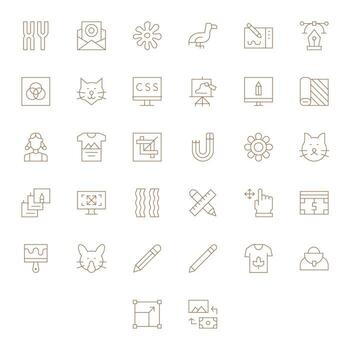 Graphic Design Icon Arsenal with 32 High Resolution Thin Line Display Perfect designs vector