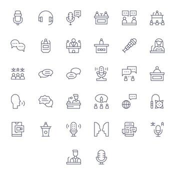 32 Display Perfect Thin Line Icons from Talk Collection vector