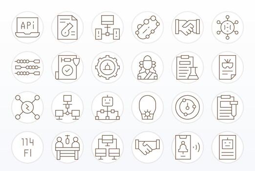 24 Icons inspired by Protocol in Pixel Optimized 64x64 Thin Line quality vector