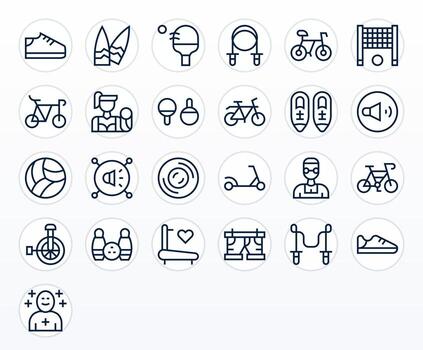 Active Complete Package with 25 Retina Ready Regular Line Display Perfect Icons vector