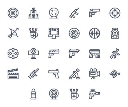 28 Bold Line Pixel Aligned Icons crafted for Shooting 256x256 applications vector