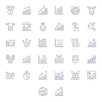32 Thin Line Display Perfect Icons for Rising Graphics vector