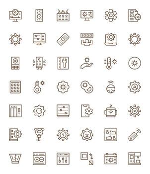 42 Regular Line Icons from Control Panel in 64x64 Editable Quality vector