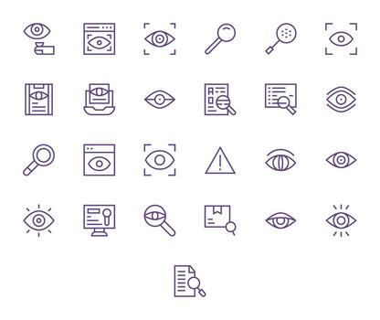 25 Pixel Optimized Regular Line Icons designed for Inspect Interface vector