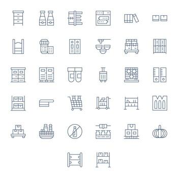 Thin Line Style Containers Icons with 32 High Resolution Editable Designs vector
