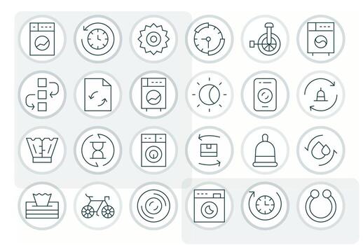 Cycle Visual Pack containing 24 Thin Line Display Perfect Icons vector