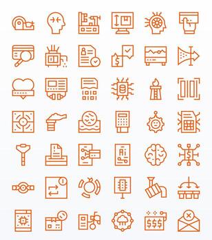 42 128x128 Regular Line Icons for Processing with PIXEL Perfect precision vector