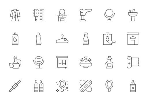Dressing Comprehensive Bundle with 24 Display Perfect Thin Line Retina Ready Icons vector