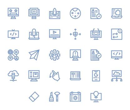 Application Icon Toolkit featuring 28 Editable 64x64 Bold Line elements vector