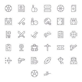 Game 64x64 Icon Pack with 32 Thin Line Pixel Optimized Elements vector