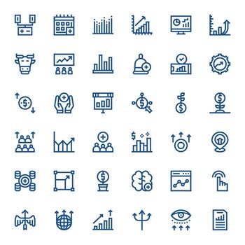 36 High Resolution Bold Line Pixel Aligned Icons for Increase Projects vector
