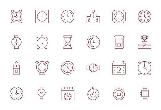 Second featuring 24 High Resolution Icons in Thin Line Design vector