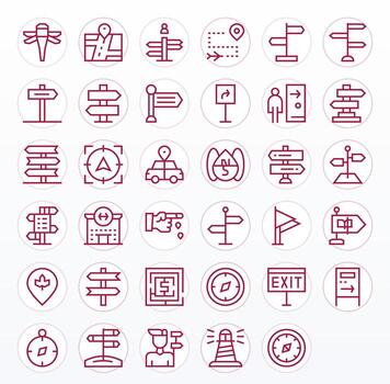 35 Regular Line Editable Icons tailored for Wayfinding 64x64 interface vector