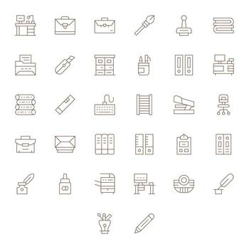 32 íconos para oficina suministros optimizado en píxel alineado alto resolución Delgado línea resolución vector
