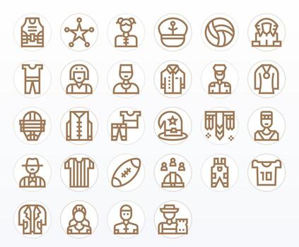 Uniform Comprehensive Bundle with 28 PIXEL Perfect Bold Line High Resolution Icons vector