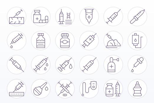 Injection Icon Arsenal with 24 256x256 Thin Line Pixel Optimized designs vector