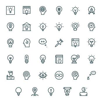Concept Pixel Optimized Set with 35 Retina Ready Regular Line Icons vector