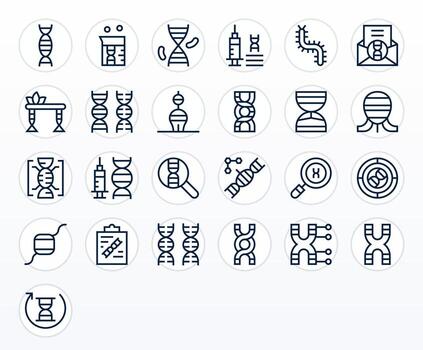 25 High Resolution Regular Line PIXEL Perfect Icons for Gene Projects vector