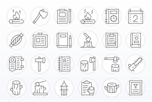 Log Icon Arsenal with 24 256x256 Thin Line Editable designs vector