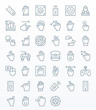 40 256x256 íconos para mando con monitor Perfecto Delgado línea claridad vector