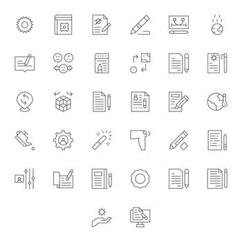 32 Retina Ready Icons for Change in PIXEL Perfect Thin Line Format vector