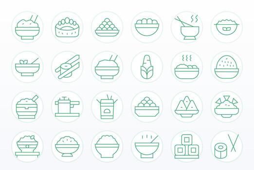 24 128x128 Thin Line Icons optimized for Rice Pixel Optimized display vector