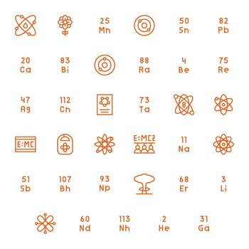 35 128x128 Icons for Atomic in Grid Fitted Regular Line Format vector