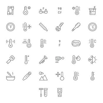 Thermometer Modern Collection with 32 Thin Line 256x256 Display Perfect Icons vector