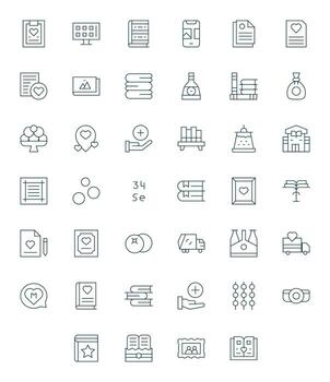 Collection Comprehensive Bundle with 40 Grid Fitted Thin Line 128x128 Icons vector