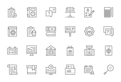Documentation Essential Set including 24 PIXEL Perfect Thin Line 256x256 Icons vector
