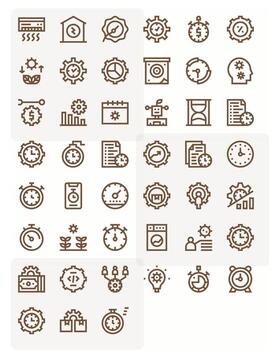 45 64x64 Icons for Efficiency in Pixel Optimized Bold Line Format vector