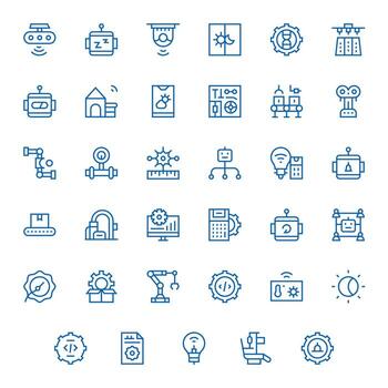 35 64 x 64 regular línea íconos para automatización con píxel alineado precisión vector