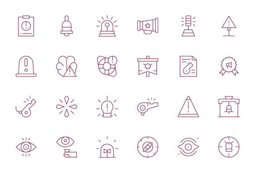 Attention Icon Toolkit featuring 24 Pixel Optimized Retina Ready Thin Line elements vector